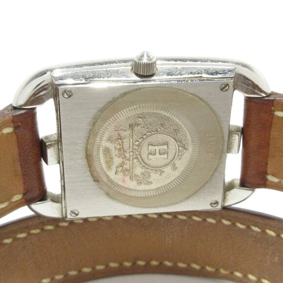Auth HERMES Cape Cod Double Tour CC1.210 2****** Silver Brown Wrist Watch - Picture 9 of 12